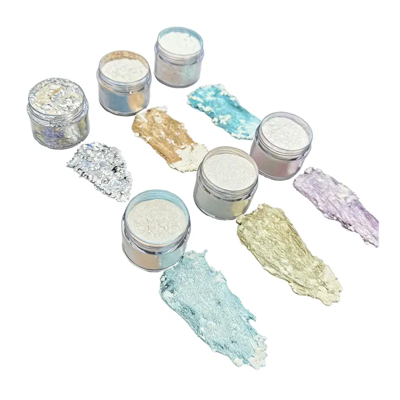 Silver Fantasy pigmentos transparentes que cambian de color para iluminadores en polvo y crema
